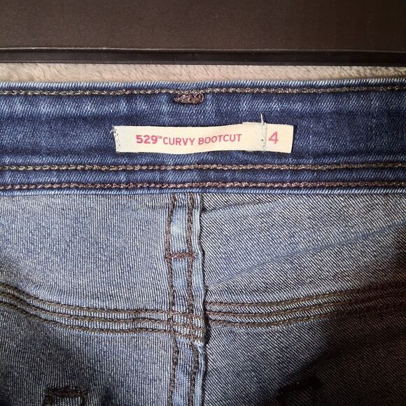 Levis 529 Curvy Bootcut Jeans Mid Rise Dark Blue Wash Womens Size 4 Stretchable - Picture 5 of 7